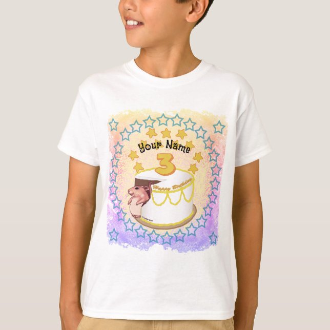 Mouse 3 year old Birthday  t-shirts (Front)