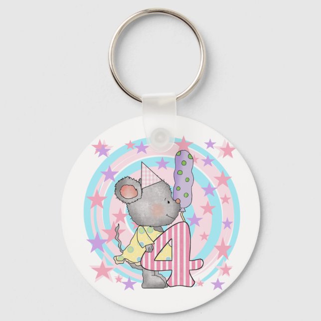 Mouse 4th birthday T-shirts and Gifts Key Ring (Front)