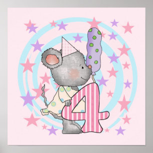 Mouse 4th birthday T-shirts and Gifts Poster