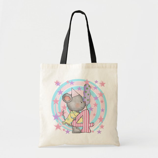 Mouse 4th birthday T-shirts and Gifts Tote Bag (Front)