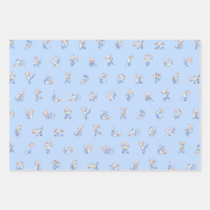 Mouse Alphabet Wrapping Paper Flat Sheet Set of 3