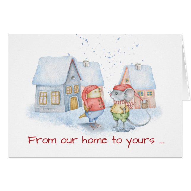 Mouse and Bird Christmas Our Home to Yours (Front Horizontal)