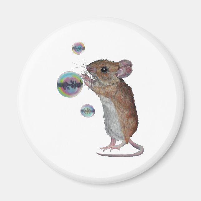 Mouse and bubbles fridge magnet (Front)