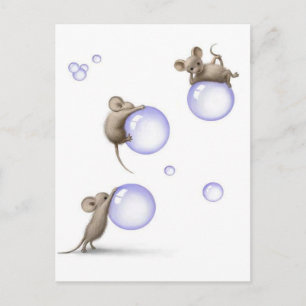 Mouse and bubbles postcard