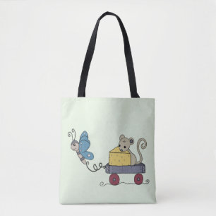 Mouse and butterfly tote bag