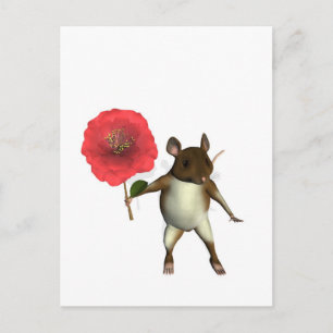 mouse and camelia postcard