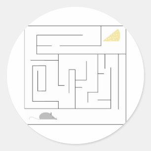 Mouse and Cheese Maze Classic Round Sticker