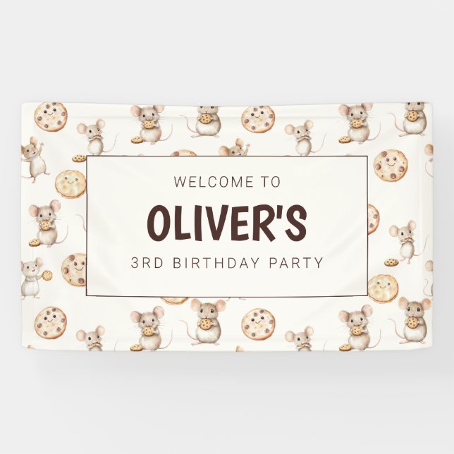 Mouse and Cookie Birthday Party Banner (Horizontal)