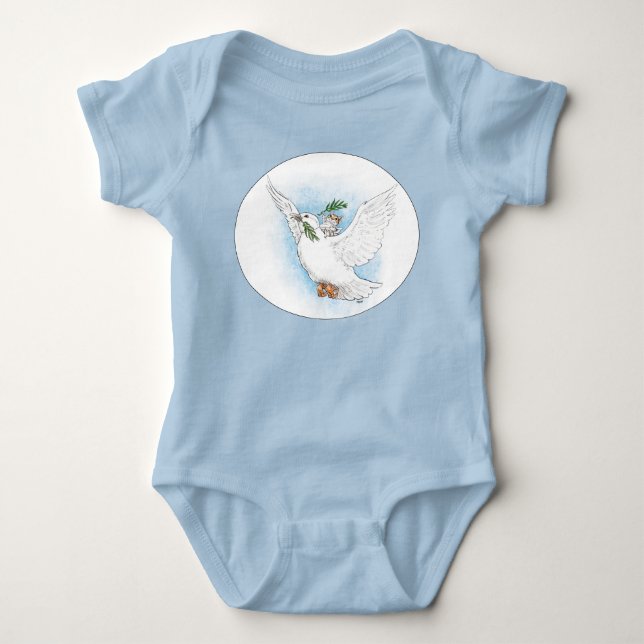 Mouse and Dove Peaceful Baby Romper Bodysuit (Front)