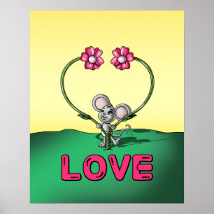 Mouse and Flowers Poster
