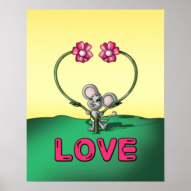 Mouse and Flowers Poster (Front)