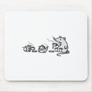 Mouse And Rat Have A Grand Tea Party Sticker Mouse Mat