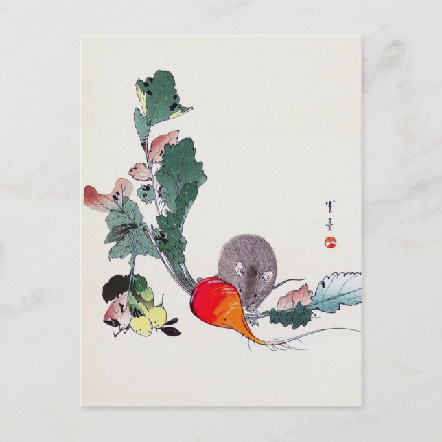 Mouse and Red Radish, Watanabe Seitei Postcard (Front)