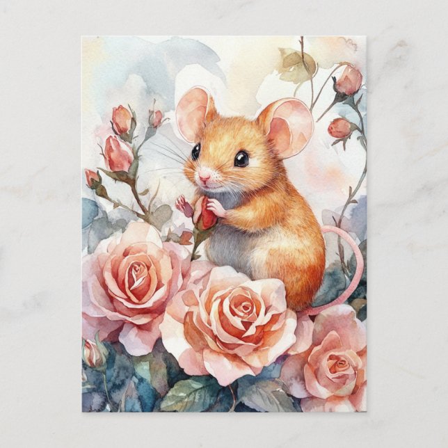 mouse and roses postcard (Front)