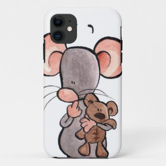 Mouse and teddy bear illustrated phone case