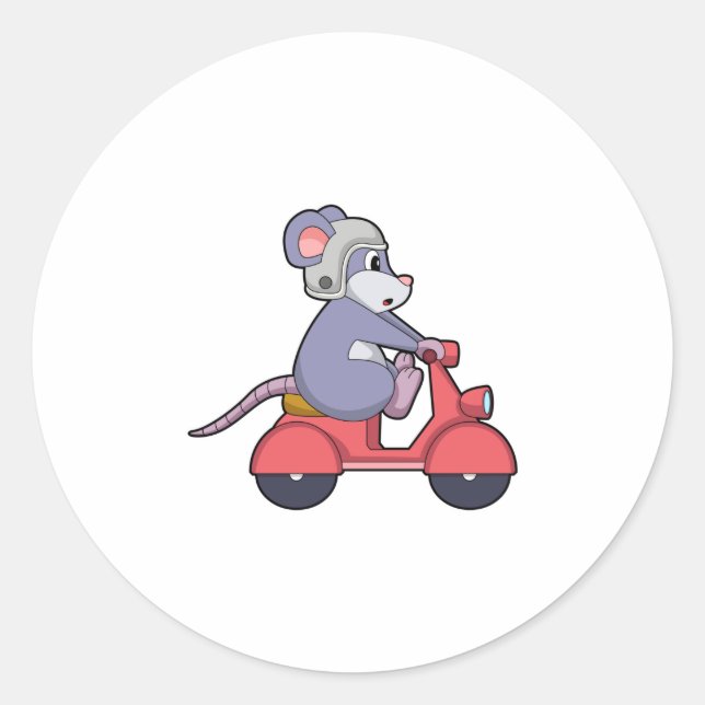 Mouse as Biker with Scooter.PNG Classic Round Sticker (Front)
