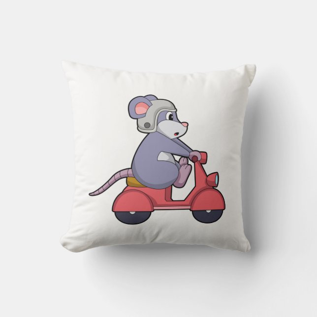 Mouse as Biker with Scooter.PNG Cushion (Front)