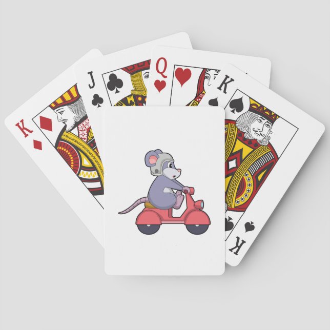 Mouse as Biker with Scooter.PNG Playing Cards (Back)