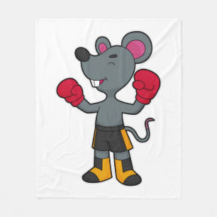 Mouse as Boxer with Boxing gloves Fleece Blanket