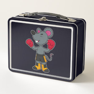 Mouse as Boxer with Boxing gloves Metal Lunch Box