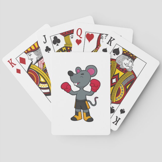 Mouse as Boxer with Boxing gloves Playing Cards (Back)