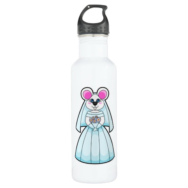 Mouse as Bride with Bunch of flowers 710 Ml Water Bottle (Front)