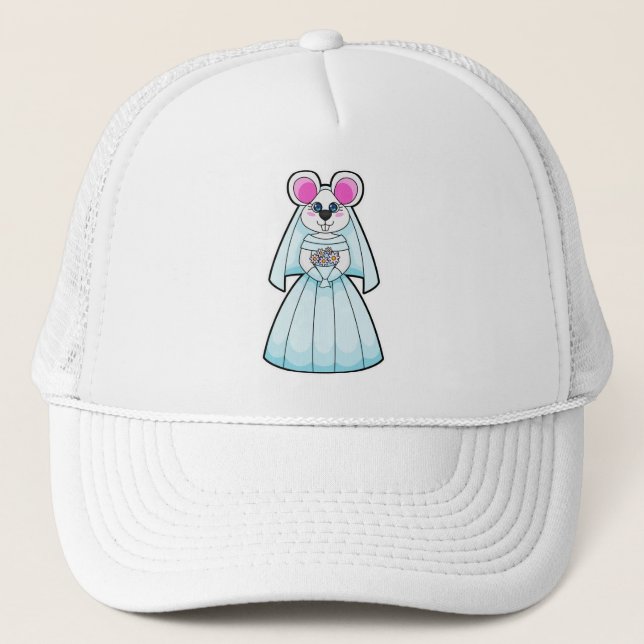 Mouse as Bride with Bunch of flowers Trucker Hat (Front)