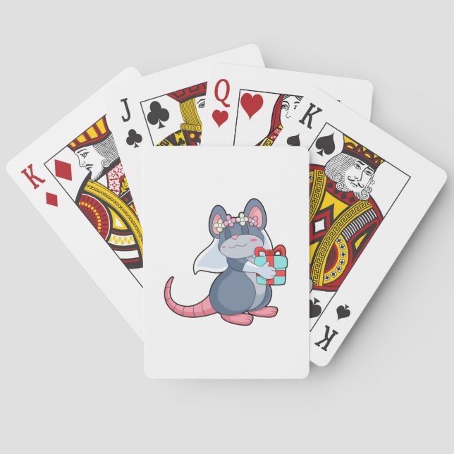 Mouse as Bride with Veil & Gift.PNG Playing Cards (Back)