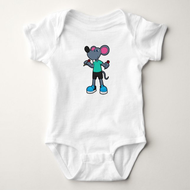 Mouse as Dart player with Darts Baby Bodysuit (Front)