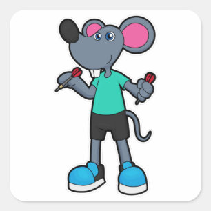 Mouse as Dart player with Darts Square Sticker
