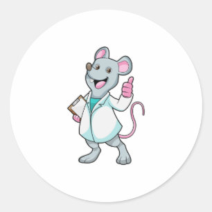 Mouse as Doctor with Doctor's coat Classic Round Sticker