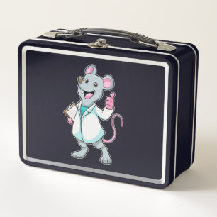 Mouse as Doctor with Doctor's coat Metal Lunch Box