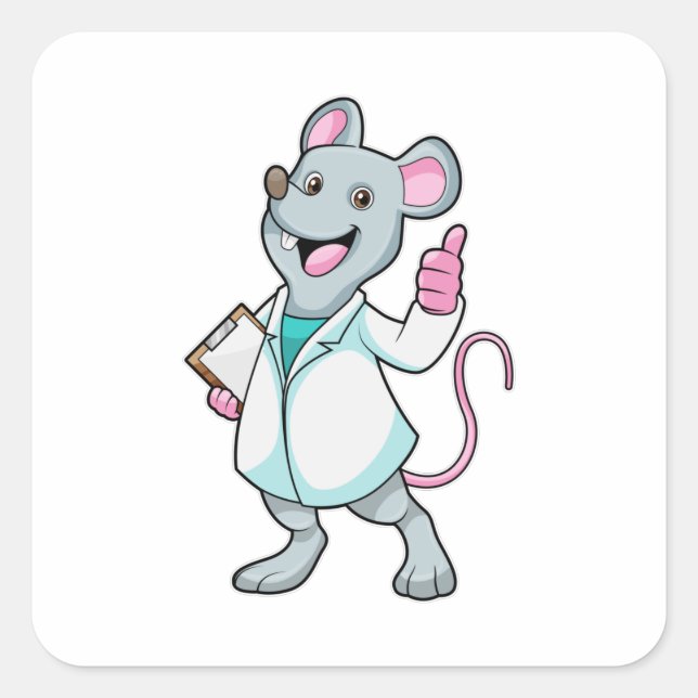 Mouse as Doctor with Doctor's coat Square Sticker (Front)