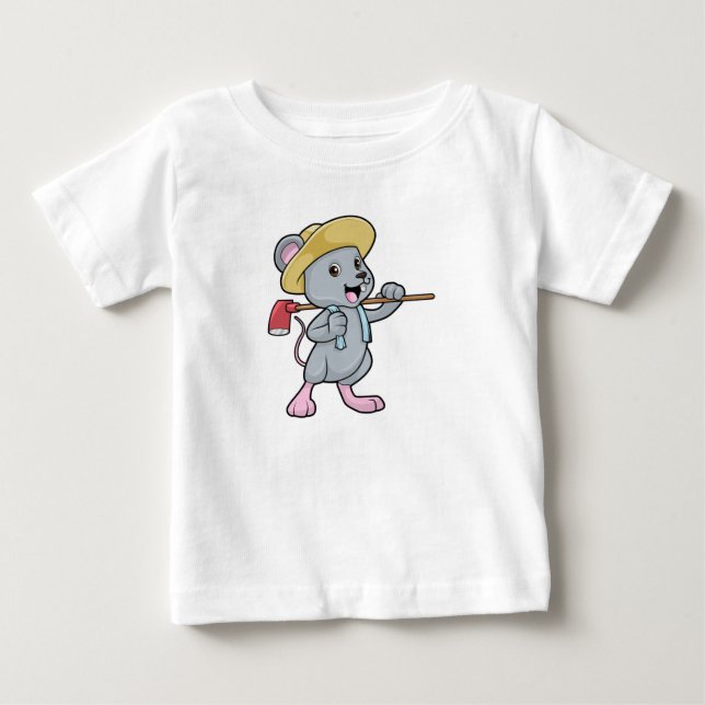 Mouse as Farmer with Axe & Hat Baby T-Shirt (Front)