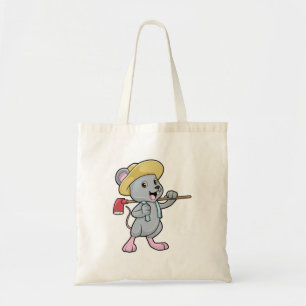 Mouse as Farmer with Axe & Hat Tote Bag