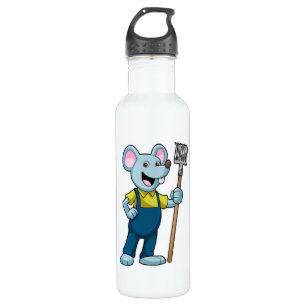 Mouse as Farmer with Rake 710 Ml Water Bottle