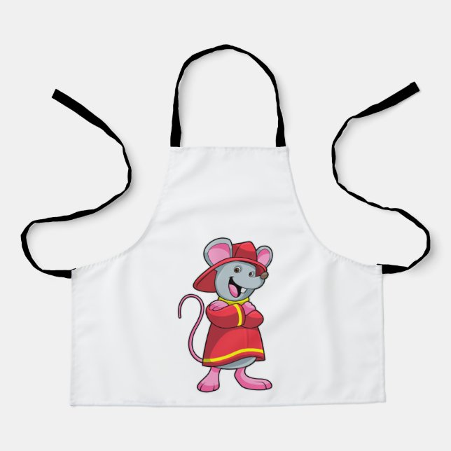 Mouse as Firefighter with Helmet Apron (Front)