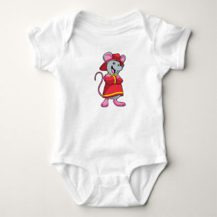 Mouse as Firefighter with Helmet Baby Bodysuit