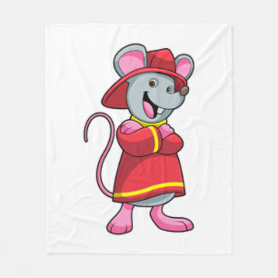 Mouse as Firefighter with Helmet Fleece Blanket