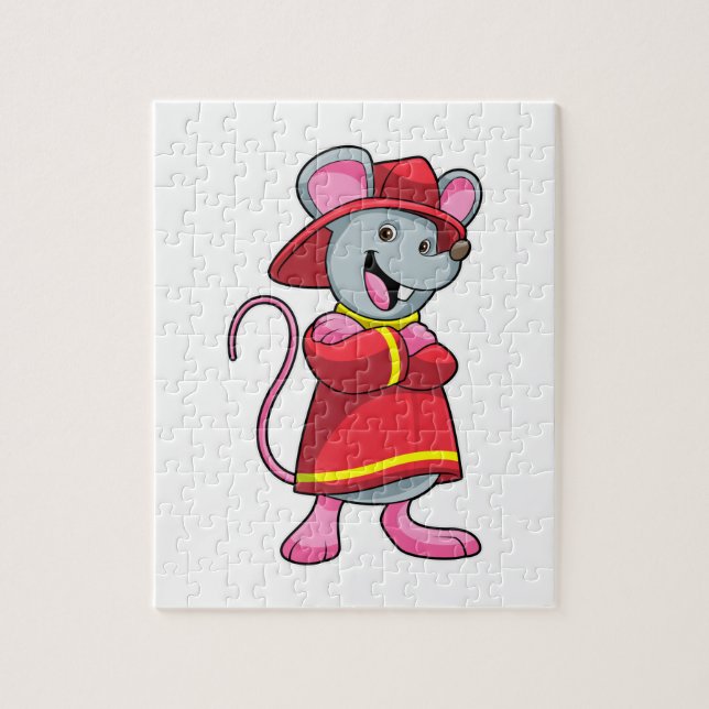 Mouse as Firefighter with Helmet Jigsaw Puzzle (Vertical)