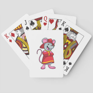 Mouse as Firefighter with Helmet Playing Cards