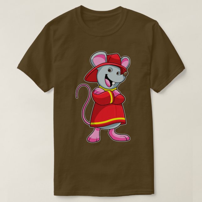 Mouse as Firefighter with Helmet T-Shirt (Design Front)