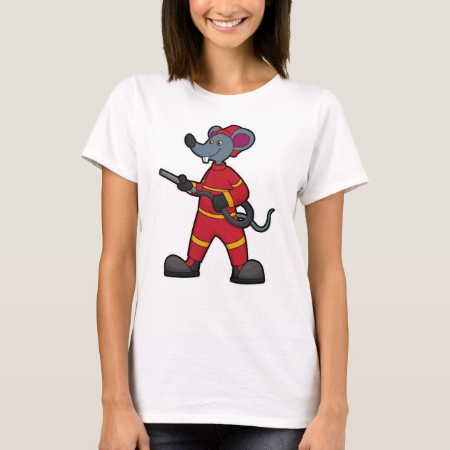 Mouse as Firefighter with Hose T-Shirt (Front)