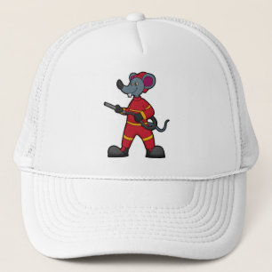 Mouse as Firefighter with Hose Trucker Hat