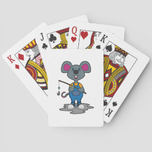 Mouse as Fisher with Fishing rod Playing Cards