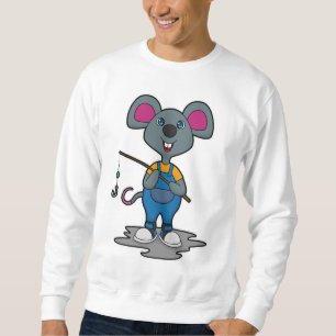 Mouse as Fisher with Fishing rod Sweatshirt