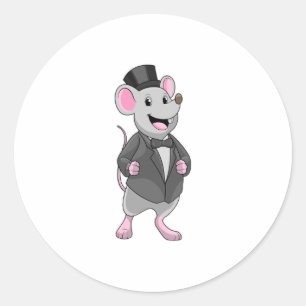 Mouse as Groom with Ribbon Classic Round Sticker