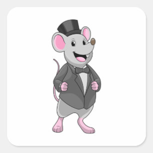 Mouse as Groom with Ribbon Square Sticker