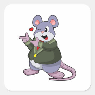 Mouse as Groom with Suit Square Sticker