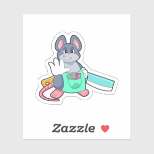 Mouse as Hairdresser with Scissors & Comb